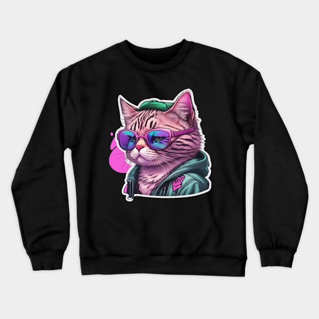 Chill Cat Crewneck Sweatshirt by jzone_05